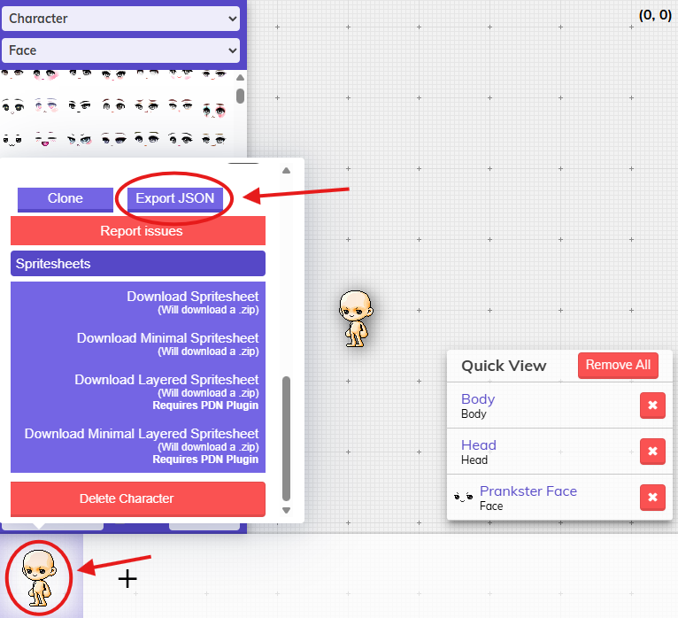 Export JSON button in Maple Simulator